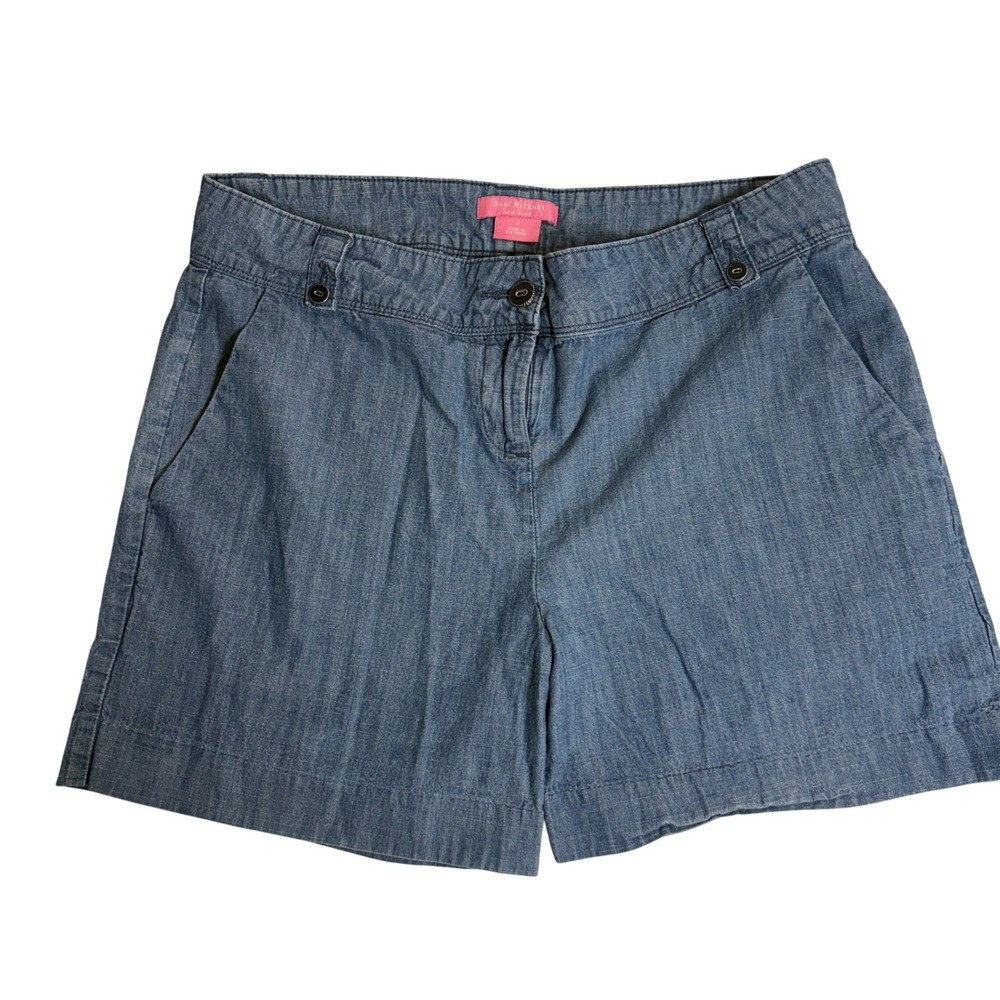 Isaac Mizrahi Shorts Women 8 Blue Chambray Cotton Casual Summer Basics Nautical
